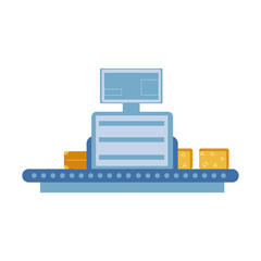 Poster - luggage scanner in airport semi flat color vector object. security system. full sized item on white.