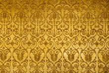 Gold Ornamental Pattern, Wall Background Texture. Retro Art Decoration