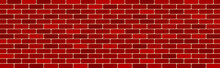 Red Brick Wall Background. Long Vector Banner