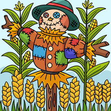 Scarecrow Stock Colored Cartoon Illustration