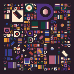 Aufkleber - digital collage graphics pattern made with generative art elements and vector geometric shapes