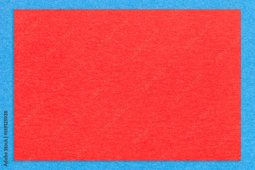 Texture of craft bright red color paper background with blue border ...