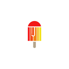 Poster - Ice cream combination with umbrella. Logo design.