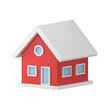 © provectors - Traditional cozy Christmas tree decor red private house with white roof isometric realistic toy