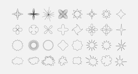 Wall Mural - minimalist geometric linear elements, brutalism shapes, abstract bauhaus forms. simple star and flow
