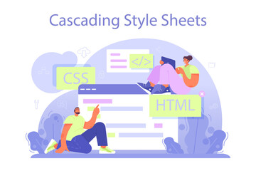 Poster - Website development. HTML coding process. Digital specialist creating