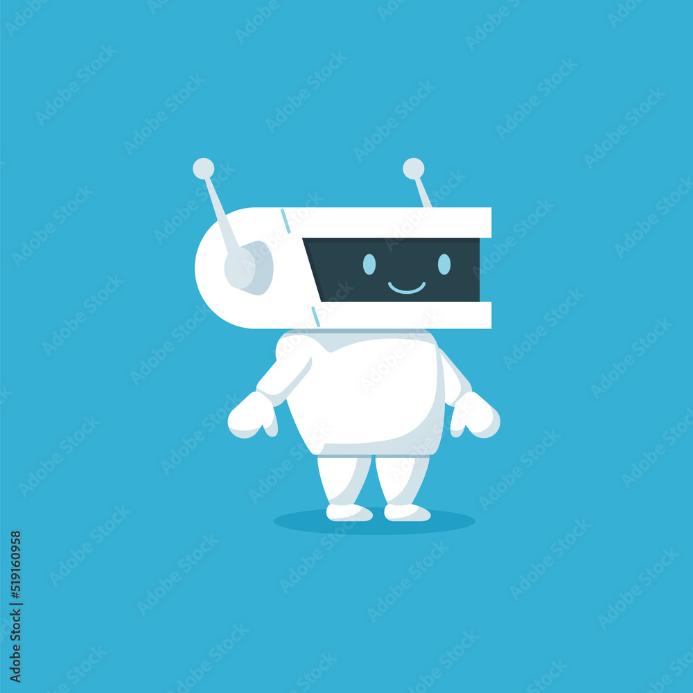 Cute robot android childish character flat cartoon vector illustration ...