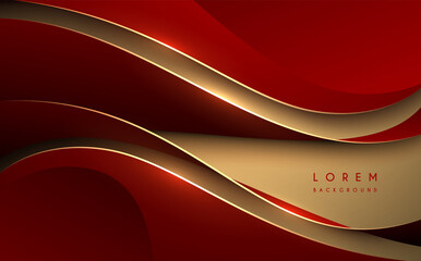 Wall Mural - Abstract red and gold waved shapes background