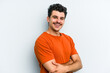 © Asier - Young caucasian man isolated on blue background happy, smiling and cheerful.