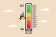 Businessman skill on the normal skill level. Measurement and performance concept. Flat vector illustration isolated.