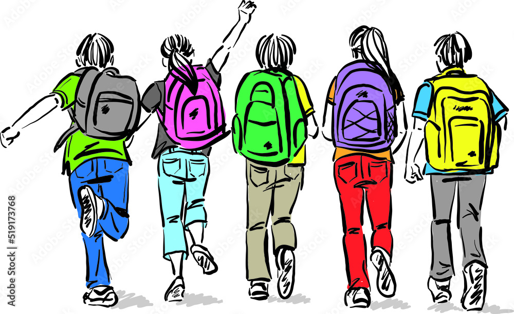 group of children students back to school concept vector illustration ...