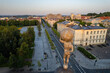 Aerial summer beautiful sunset view of Vilnius downtown, Lithuania