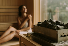 Young Woman Relaxing In The Sauna
