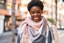 African American Woman Smiling Confident Standing At Street