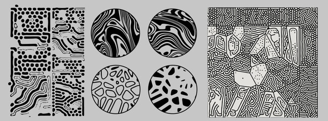 Poster - Abstract geometric illustration with organic shapes and liquid blobs. 