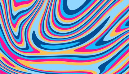 Fototapete - Abstract op-art background with warped colorful lines. Trippy 70s style illustration.