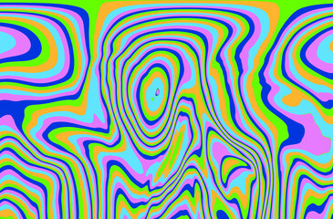 Poster - Abstract geometric background with warped colorful fluid lines. Trippy organic style illustration.