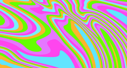 Poster - Abstract geometric background with warped colorful fluid lines. Trippy organic style illustration.
