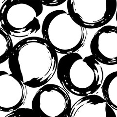 Wall Mural - Black ink line outline circles isolated on white background. Cute monochrome geometric seamless pattern. Vector simple flat graphic hand drawn illustration. Texture.