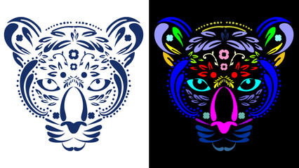 Wall Mural - jaguar mexican huichol art illustration pack collection in vector format