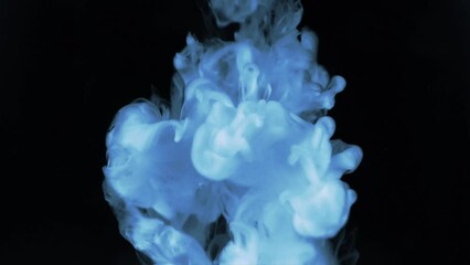 Poster - Blue ink color drops in water.