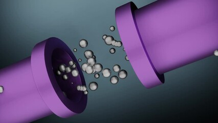 Poster - Balls move in 3d tubes. Design. 3D animation with pipes and moving balls. Bubbles or balls move through technical pipes