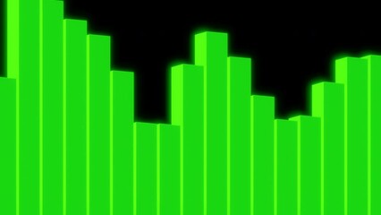 Poster - Modern 3d business chart graphics on a black background. Design. Moving dynamically up and down vertical columns.