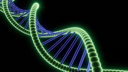 Poster - Beautiful moving spiral with DNA. Design. Rotating 3d spiral with glowing lines and dots. Neon DNA Card Spiral