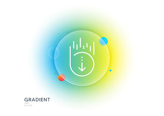 Poster - Scroll down line icon. Gradient blur button with glassmorphism. Scrolling screen sign. Swipe page. Transparent glass design. Scroll down line icon. Vector