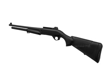 Wall Mural - Modern semi-automatic shotgun. Weapons for sports and hunting. Black weapon isolate on white back.
