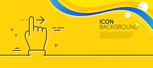 Poster - Touchscreen gesture line icon. Abstract yellow background. Slide right arrow sign. Swipe action symbol. Minimal touchscreen gesture line icon. Wave banner concept. Vector