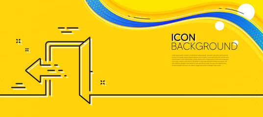 Aufkleber - Entrance line icon. Abstract yellow background. Entry door sign. Building exit symbol. Minimal entrance line icon. Wave banner concept. Vector