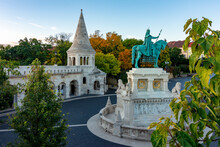 Statue Of St. Stephen In Fisherman's Bastion, Budapest, Hungary