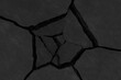 Cracks on ground 3D illustration, broken rock floor close up top view for display product, black broken stone for advertising, dark sunken floor earthquake, cracks background