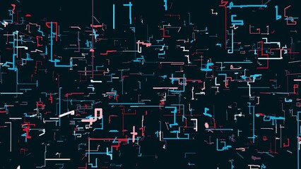 Poster - Moving lines in schematic pattern. Motion. Colorful schematic pattern of lines in technological style. Background of moving schematic lines in style of computer chip