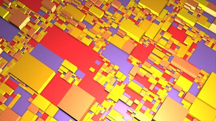 Poster - Bright squares of different colors. Motion. Multi-colored animation that moves and shows squares of different sizes.