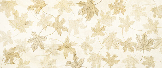 Watercolor abstract art background with autumn falling leaves. Botanical hand drawn vector banner with leafy pattern for wallpaper design, decor, print, interior design.