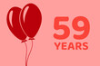 59 years logo. Illustration for celebration anniversary. Concept 59 Birthday. fifty-nine years. Balls on pink background. Inscription 59 symbolizes birthday celebrations. fifty-nine anniversary