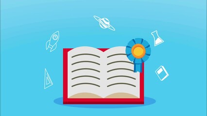 Sticker - school book with medal animation