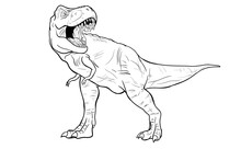 Tyrannosaurs Rex Or T-Rex, Dinosaurs Prehistoric Creature. Line Art Illustration Suitable For Element, Children Coloring Book Etc.	
