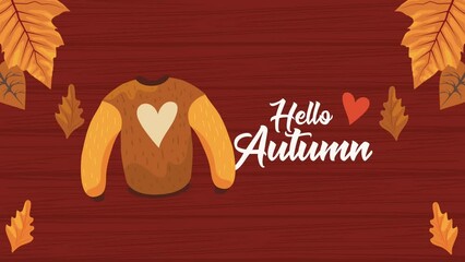 Canvas Print - hello autumn lettering with