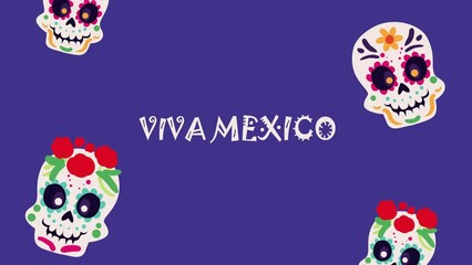 Wall Mural - viva mexico lettering with skulls