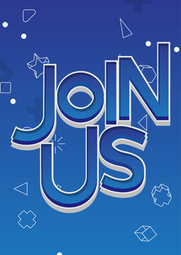 Join Us. Word written with Children's font in cartoon style.