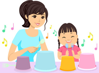 Poster - Teen Girl Play Sensory Music Drum Down Syndrome