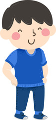 Sticker - Kid Boy Wears Blue Outfit Illustration