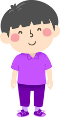 Sticker - Kid Boy Wears Purple Outfit Illustration