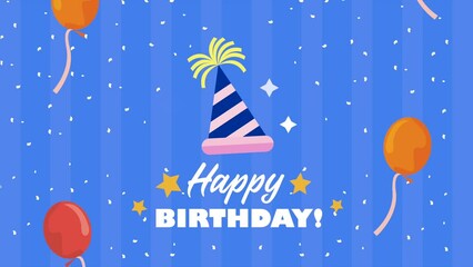 Poster - happy birthday lettering animation with hat