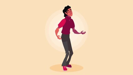 Canvas Print - young man walking character animation