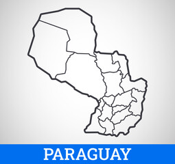  Simple outline map of Paraguay. Vector graphic illustration.