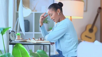 Aufkleber - An overworked and exhausted female student stressed about an upcoming exam. Tired and depressed young freshman unhappy with the workload pressure. Woman struggling with deadlines and studies